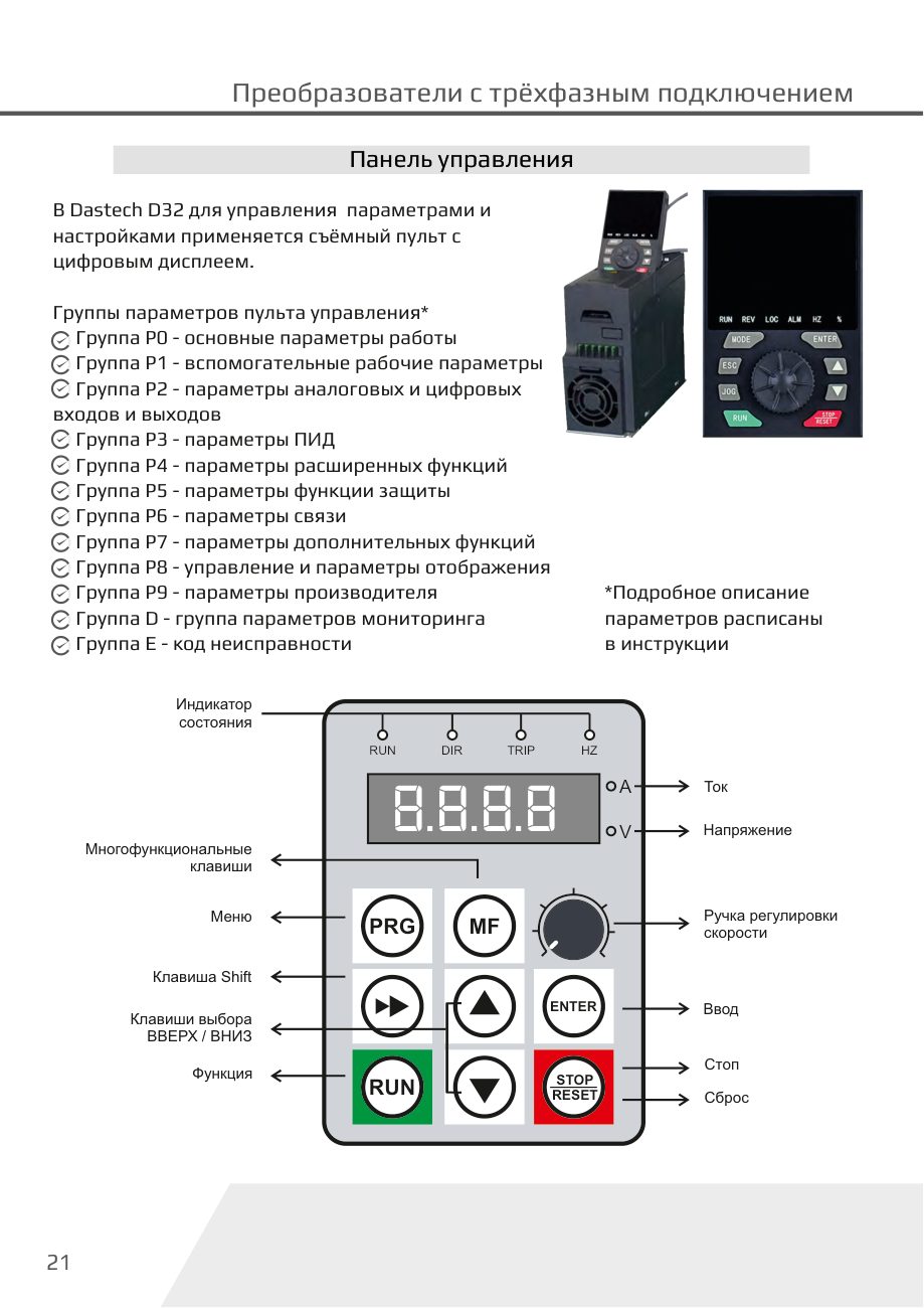 Панель управления D32 Dastech D32-T3-90G/110P